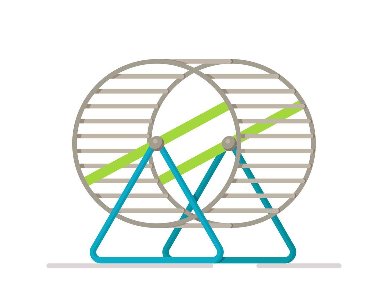 The metal hamster wheel is insulated on a white background. Vector illustration of hamster wheel. Rodent wheel.