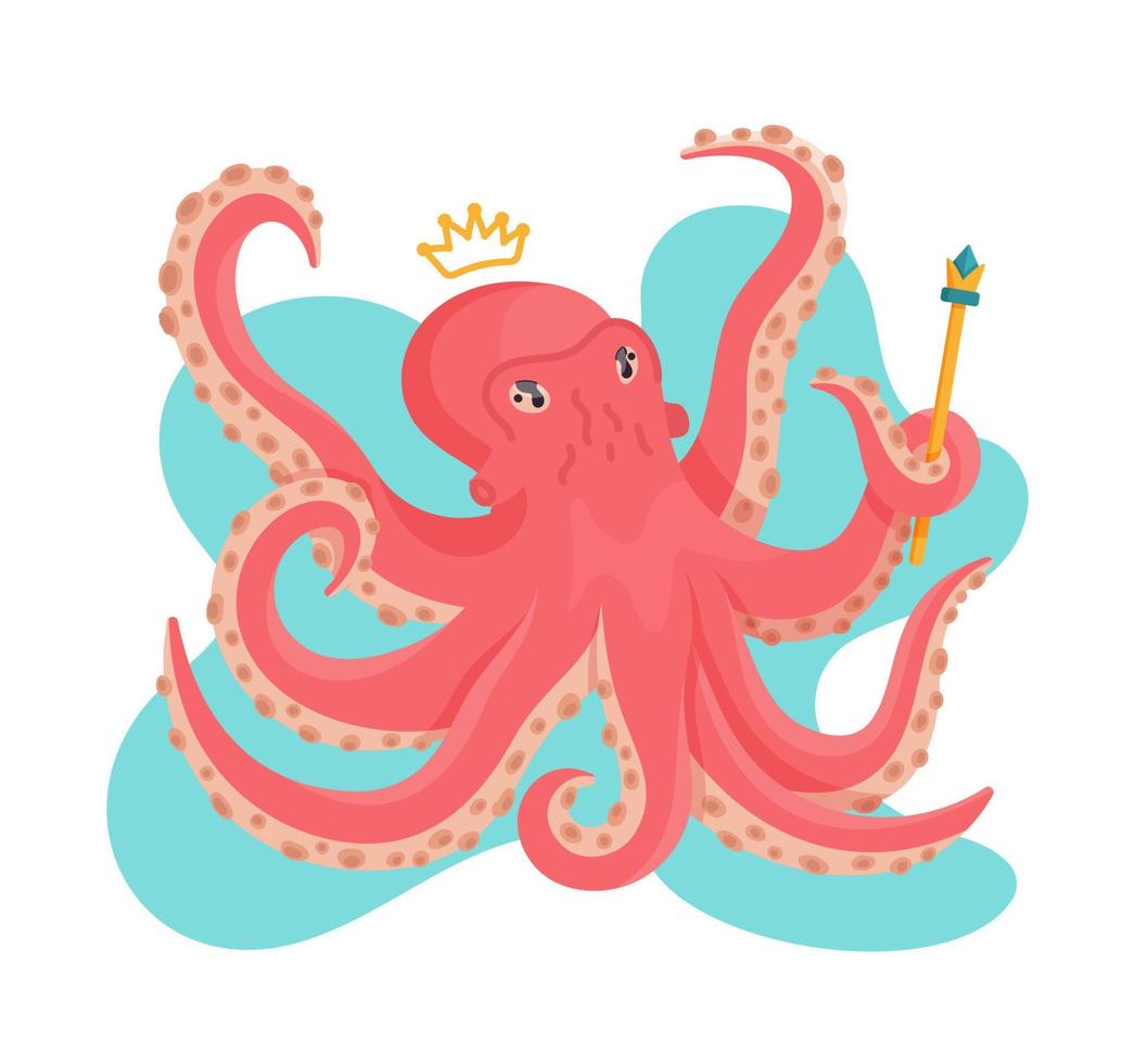 A sea animal with a crown and a stick in its tentacle. vector