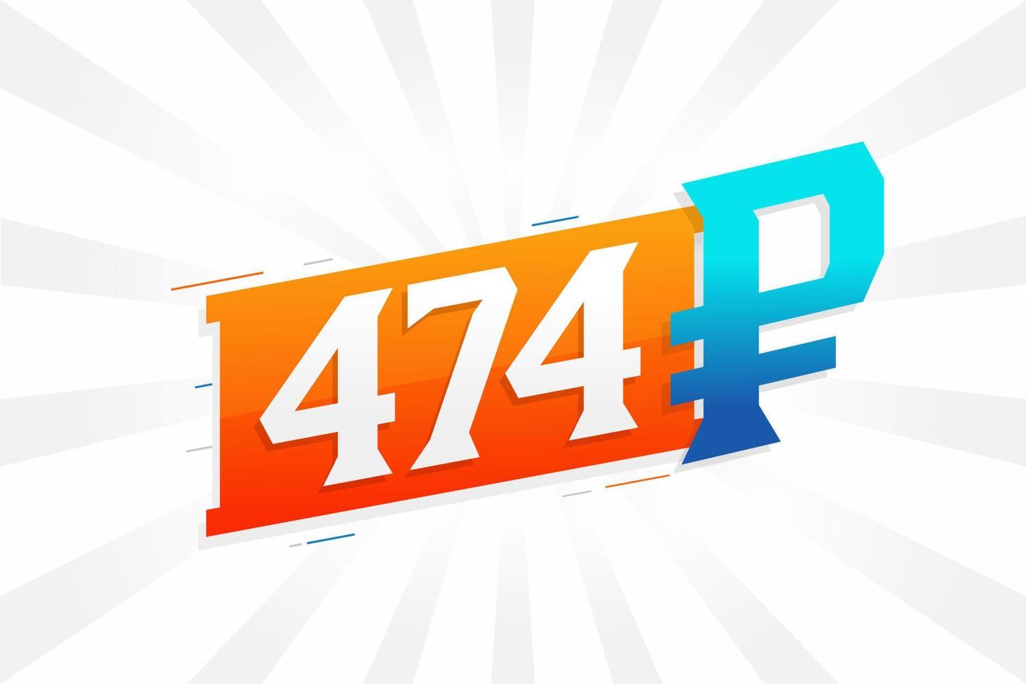 474 Ruble symbol bold text vector image. 474 Russian Ruble currency sign vector illustration