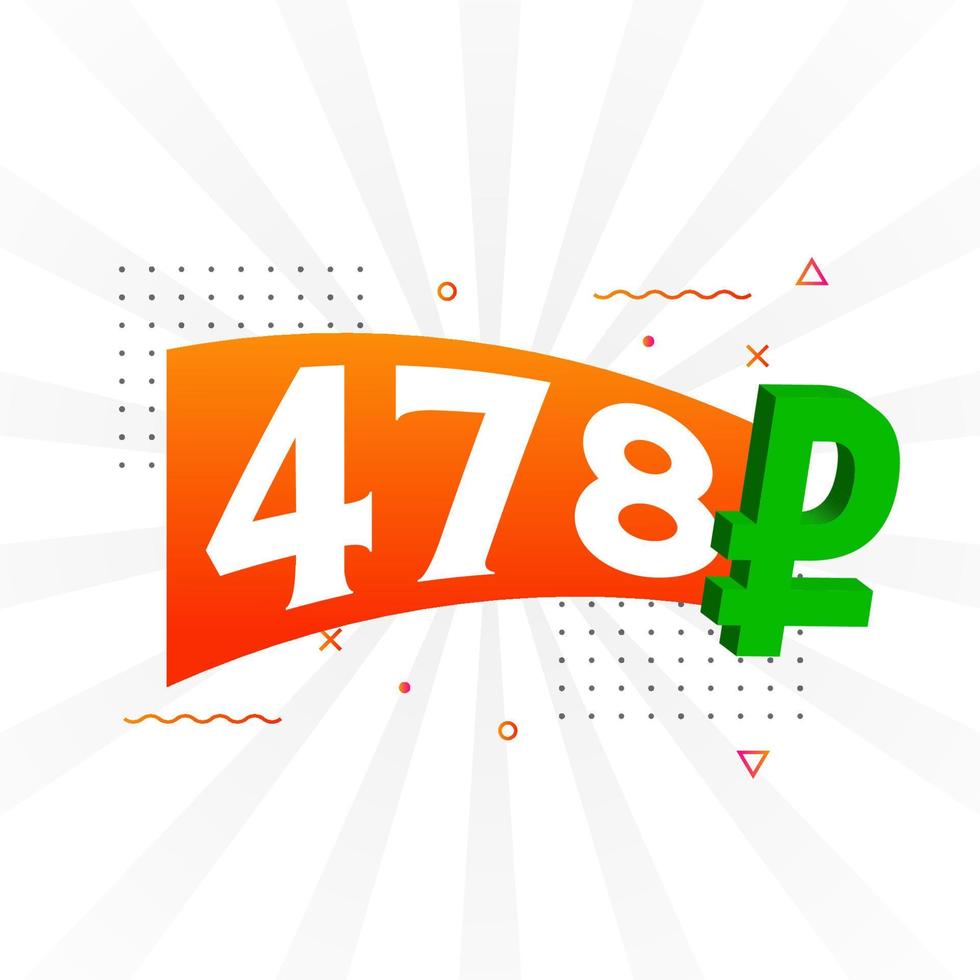 478 Ruble symbol bold text vector image. 478 Russian Ruble currency sign vector illustration