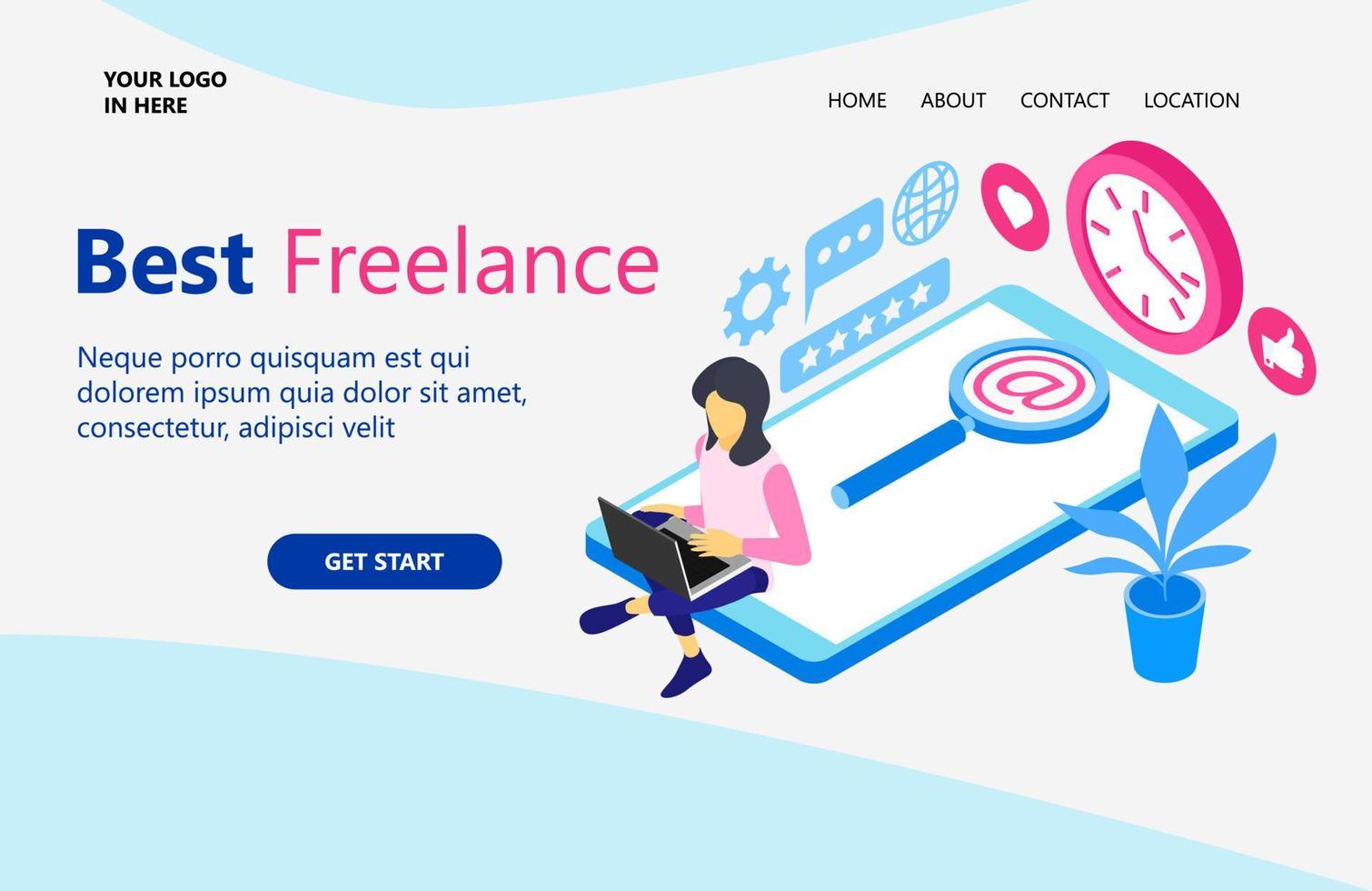 Illustration of a team of freelancers at work Suitable for landing page, flyers, Infographics, And Other Graphic Related Assets-vector vector