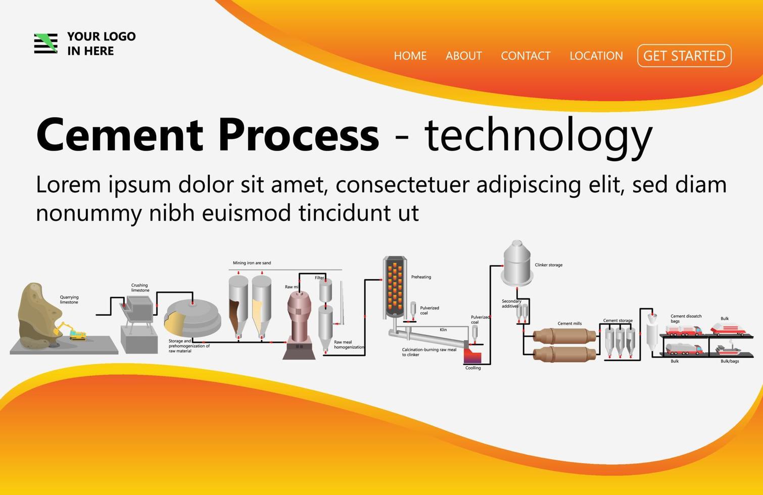 Gravel and cement production, mining process. Ore processing crushing plant, transportation of raw materials., Suitable for landing page, flyers, Infographics, And Other Graphic Related Assets-vector vector