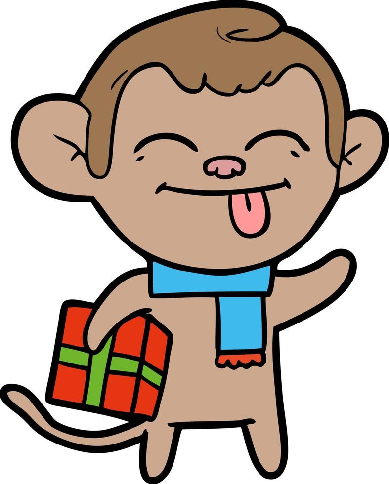 Cartoon  monkey sticking tongue out vector