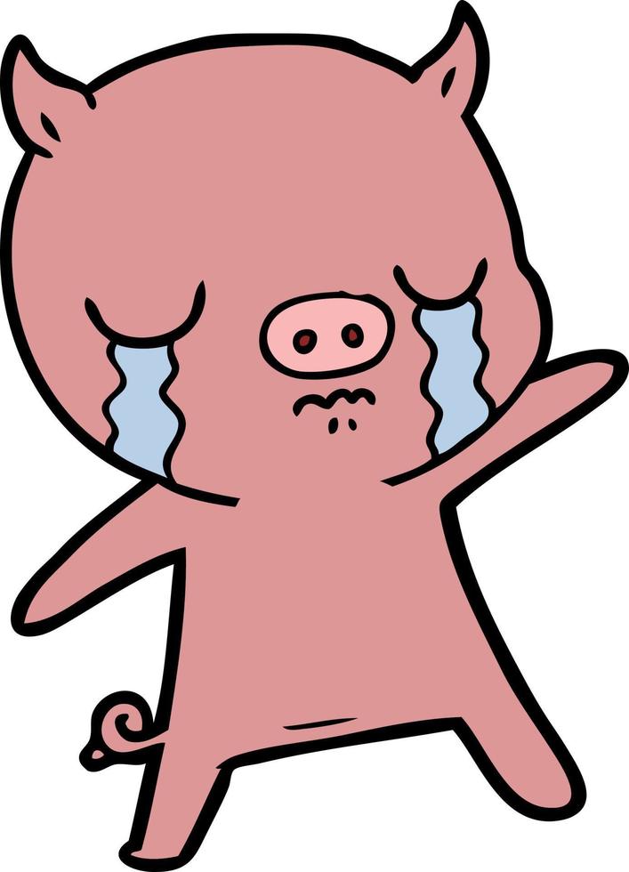 Cartoon pig crying vector