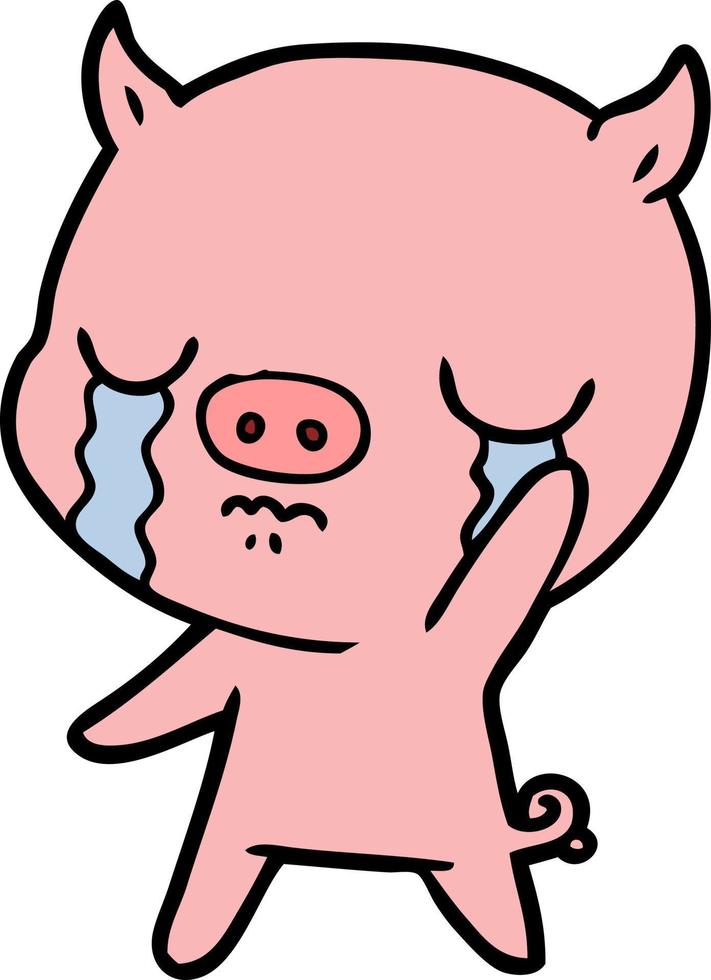 Cartoon crying pig vector