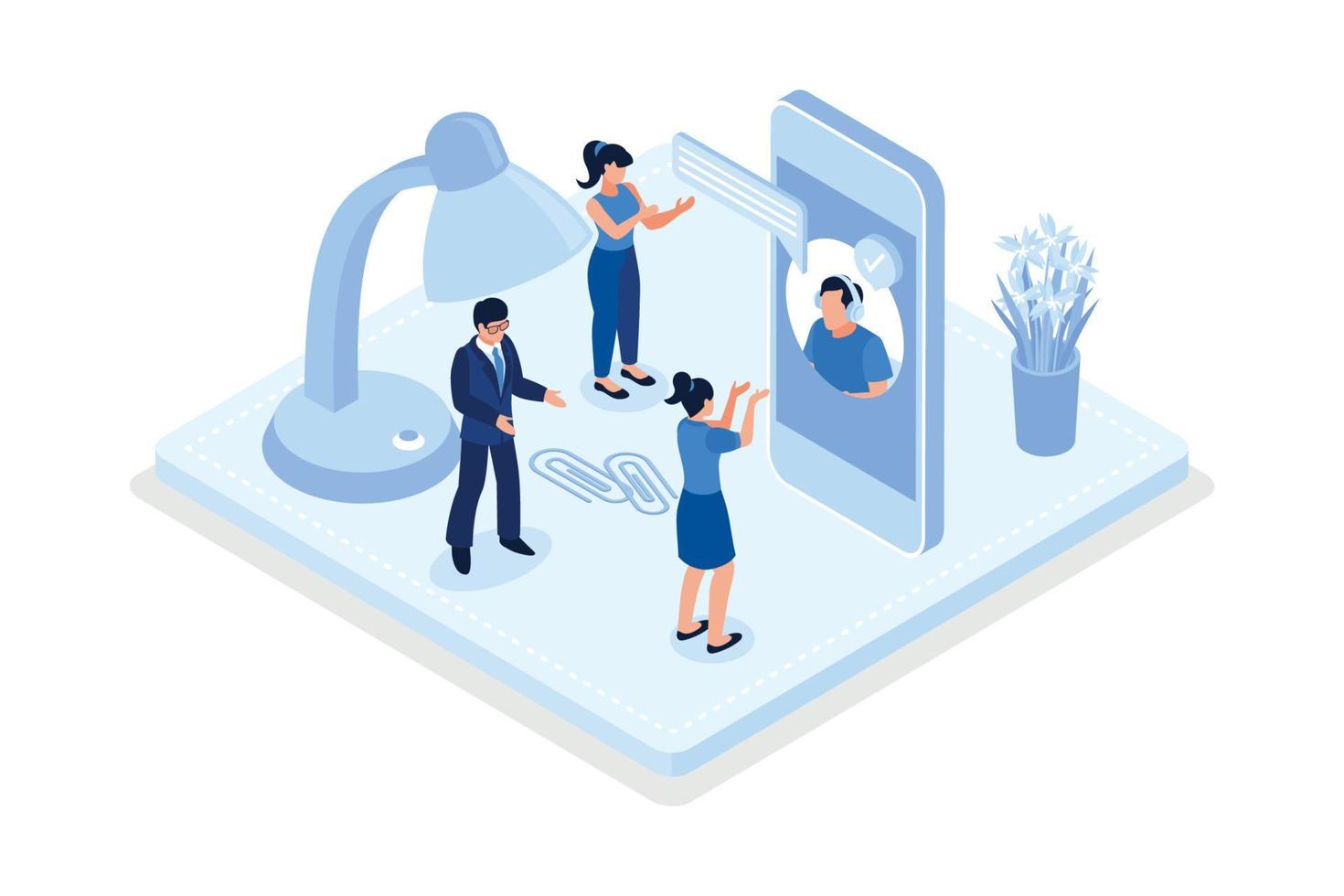 Characters educating online with laptop, smartphone and improving their skills. Self learning, online education and personal growth concept, isometric vector modern illustration