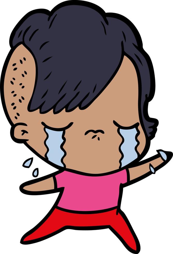 Cartoon crying girl vector