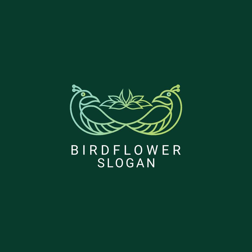 plantilla de icono de diseño de logotipo de flor de pájaro vector
