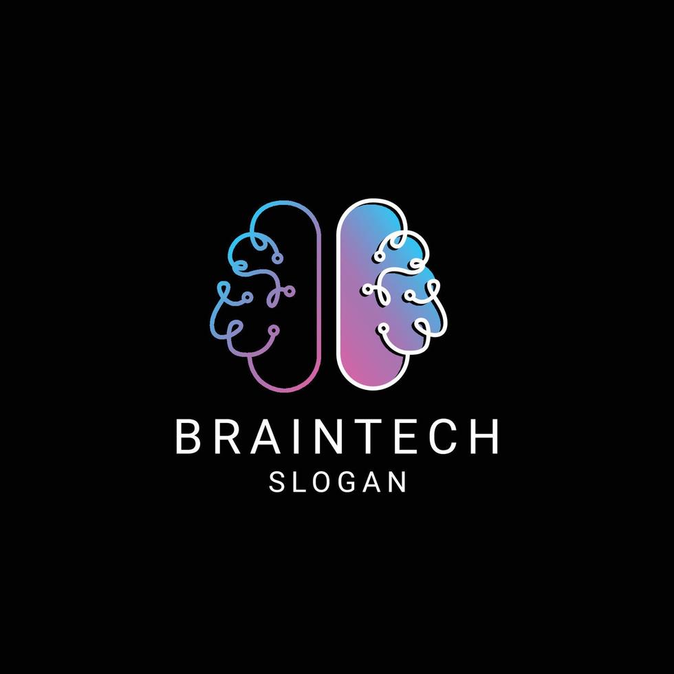 Brain  tech logo icon design template vector