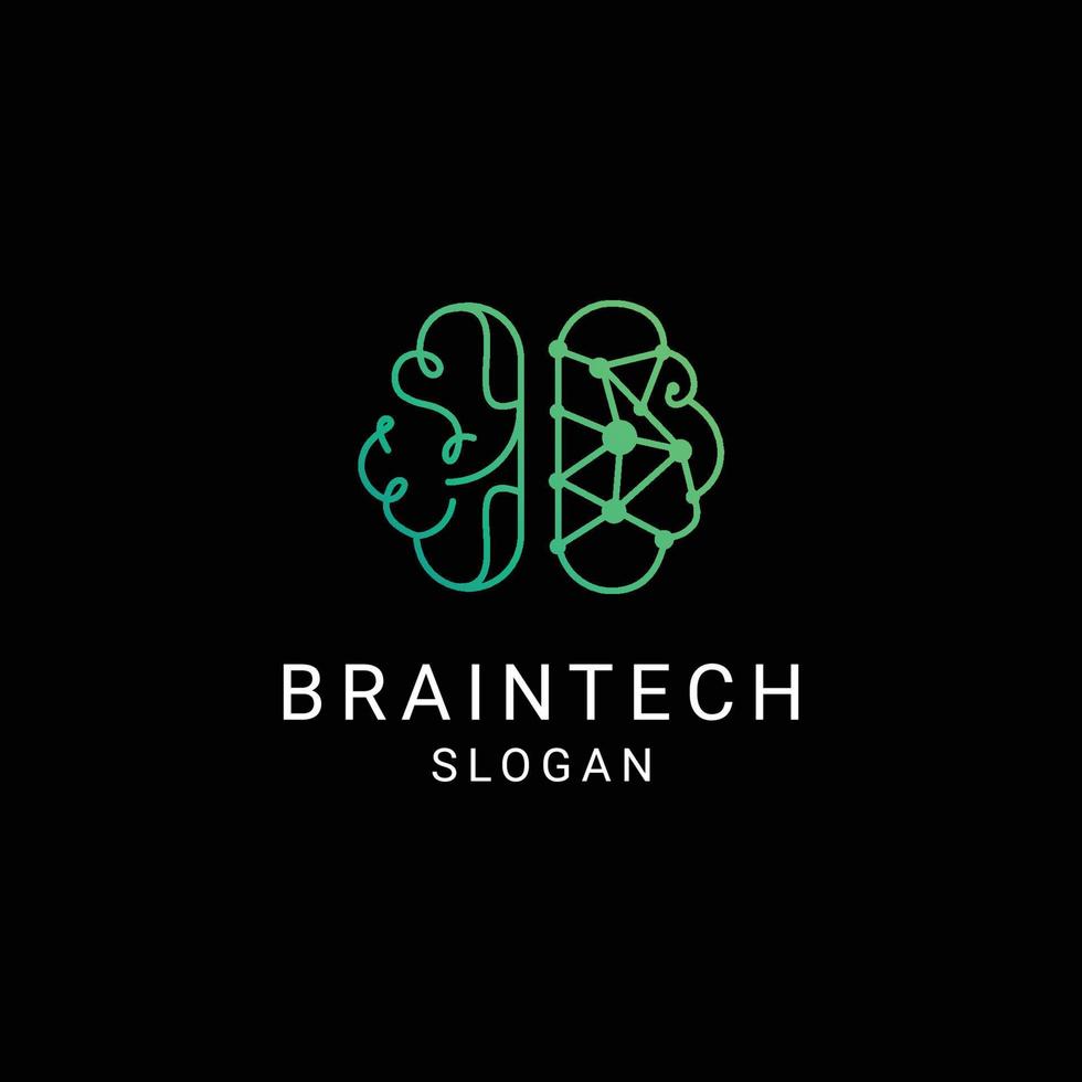 Brain Tech design icon logo template vector