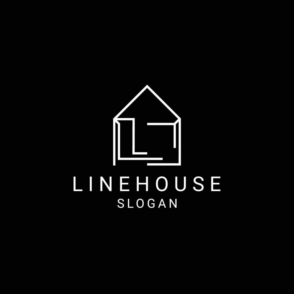 Line House Temple logo design icon template vector