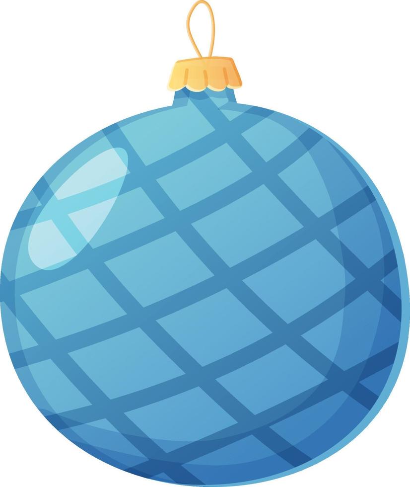 bola tradicional de red azul de navidad en estilo de dibujos animados realistas. vector