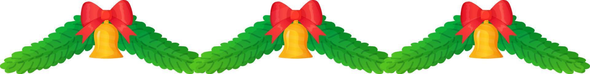guirnalda adornada de navidad rama de abeto con campanas vector