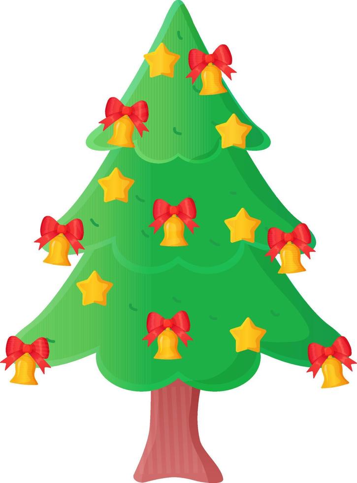 bonito árbol de navidad decorado bolas y guirnaldas vector