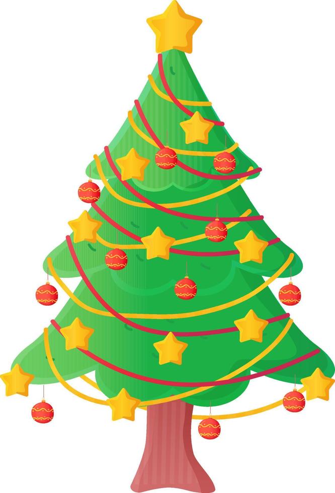 bonito árbol de navidad decorado bolas y guirnaldas vector