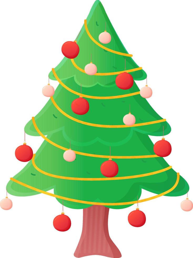 bonito árbol de navidad decorado bolas y guirnaldas vector