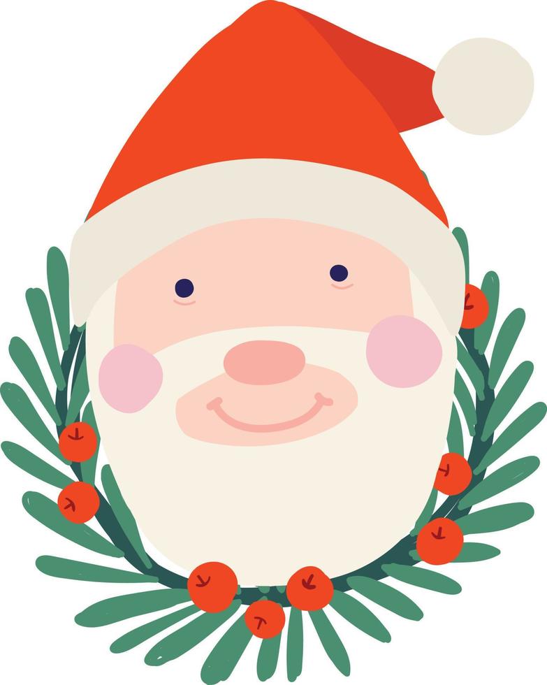 santa cara sonriente con sombrero rojo aislar diseño vectorial vector