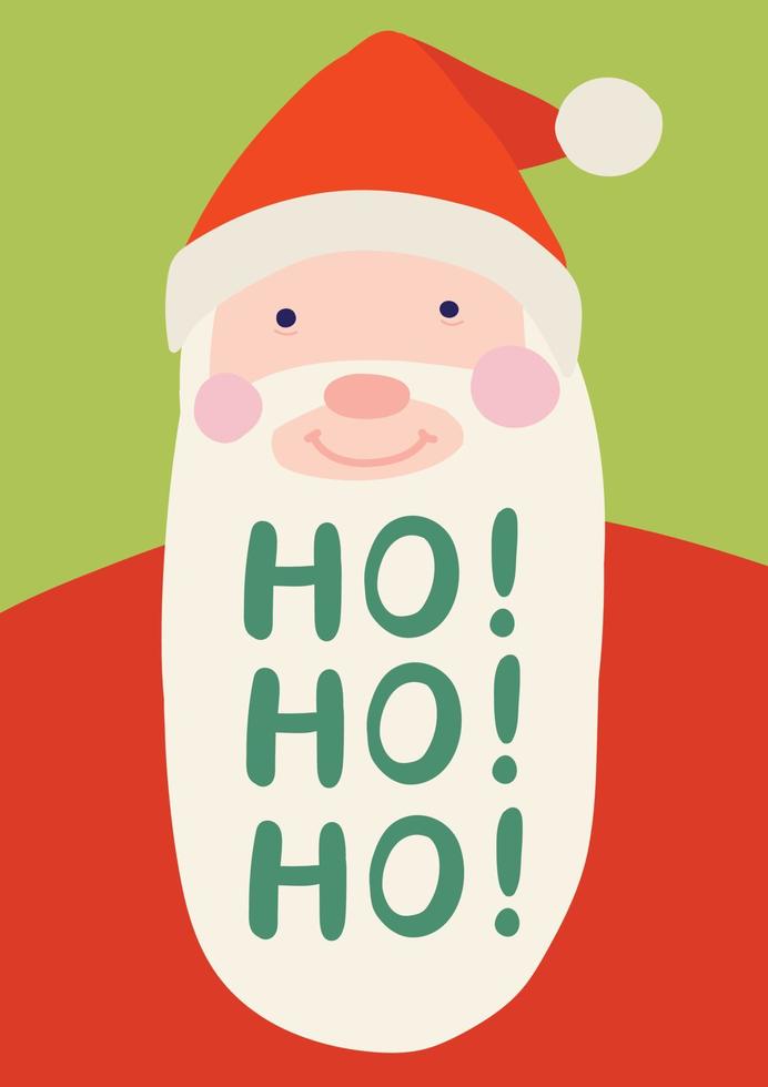 santa cute christmas green card vector