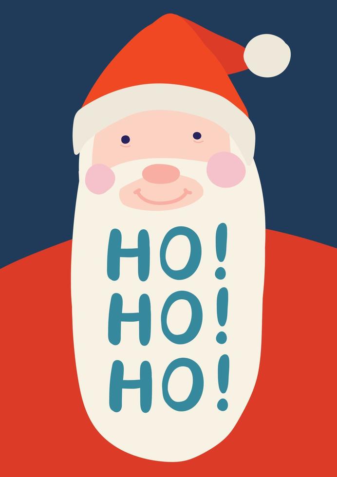 santa cute christmas dark blue color card vector design