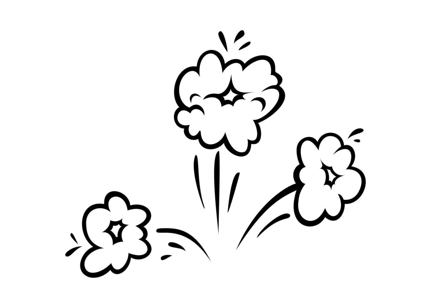 Comic boom effect clouds. Set of explosion bubbles and smoke. Vector illustration