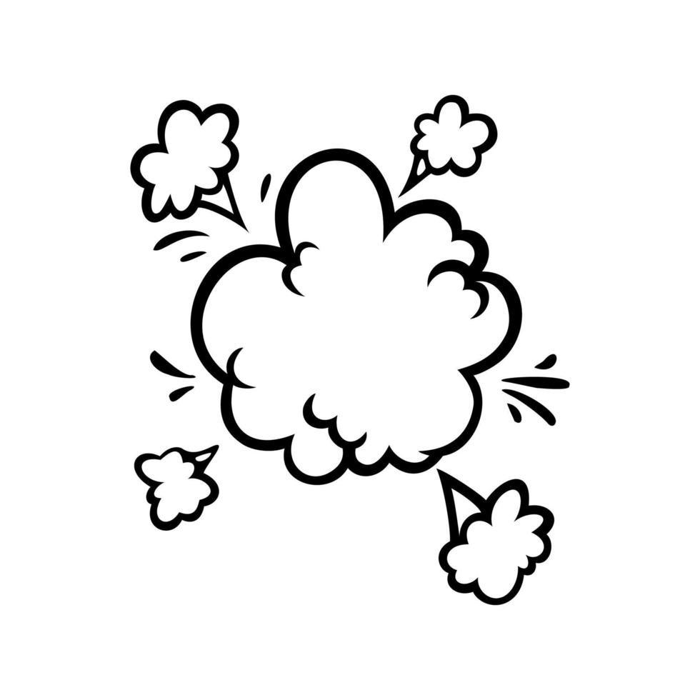 Doodle Cloud - Cartoonish white smoke cloud on black background - CleanPNG  / KissPNG
