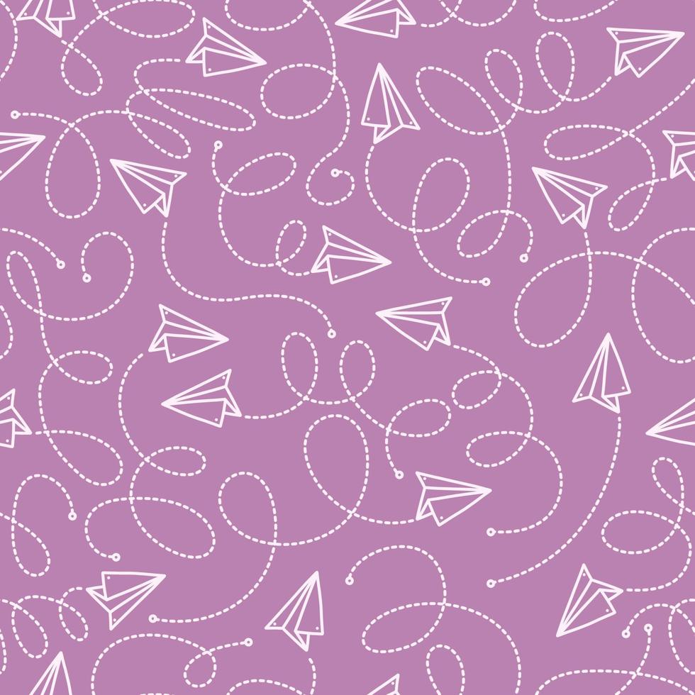 Seamless pattern with paper plane. Hand drawn vector illustration in doodle style