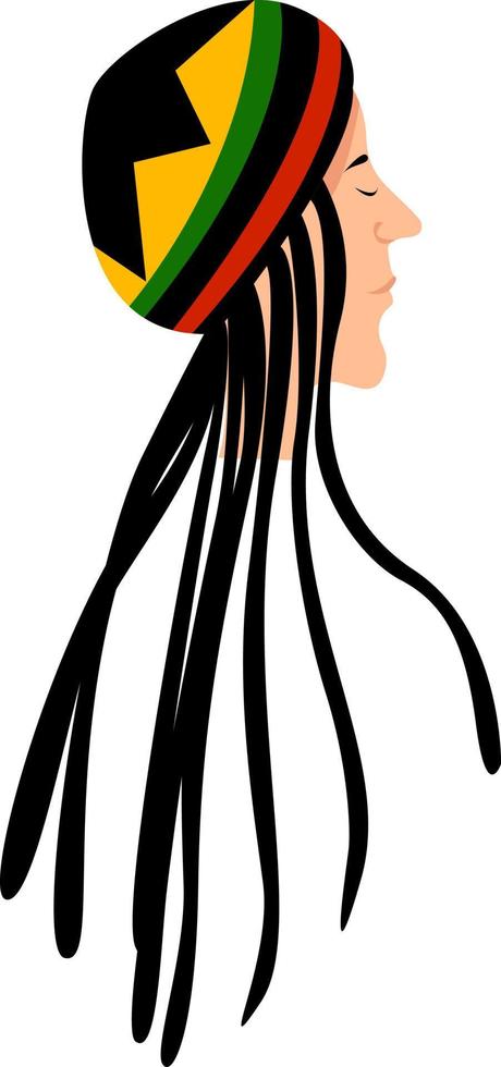 Rasta man, illustration, vector on white background.