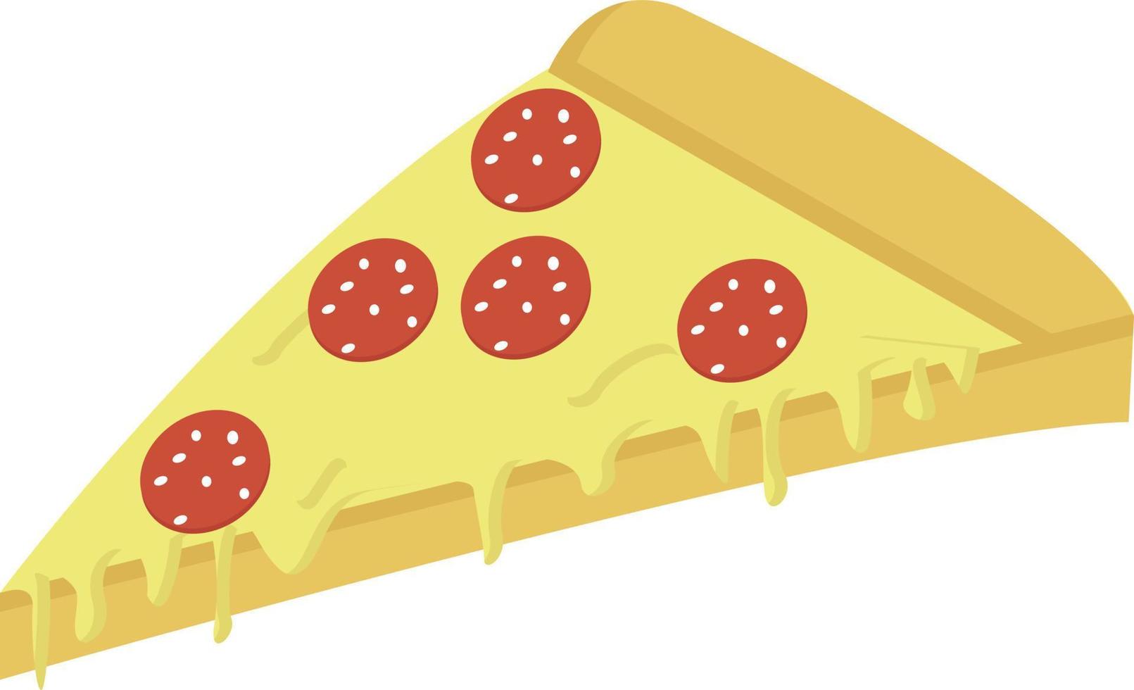 Pizza slice, illustration, vector on white background.