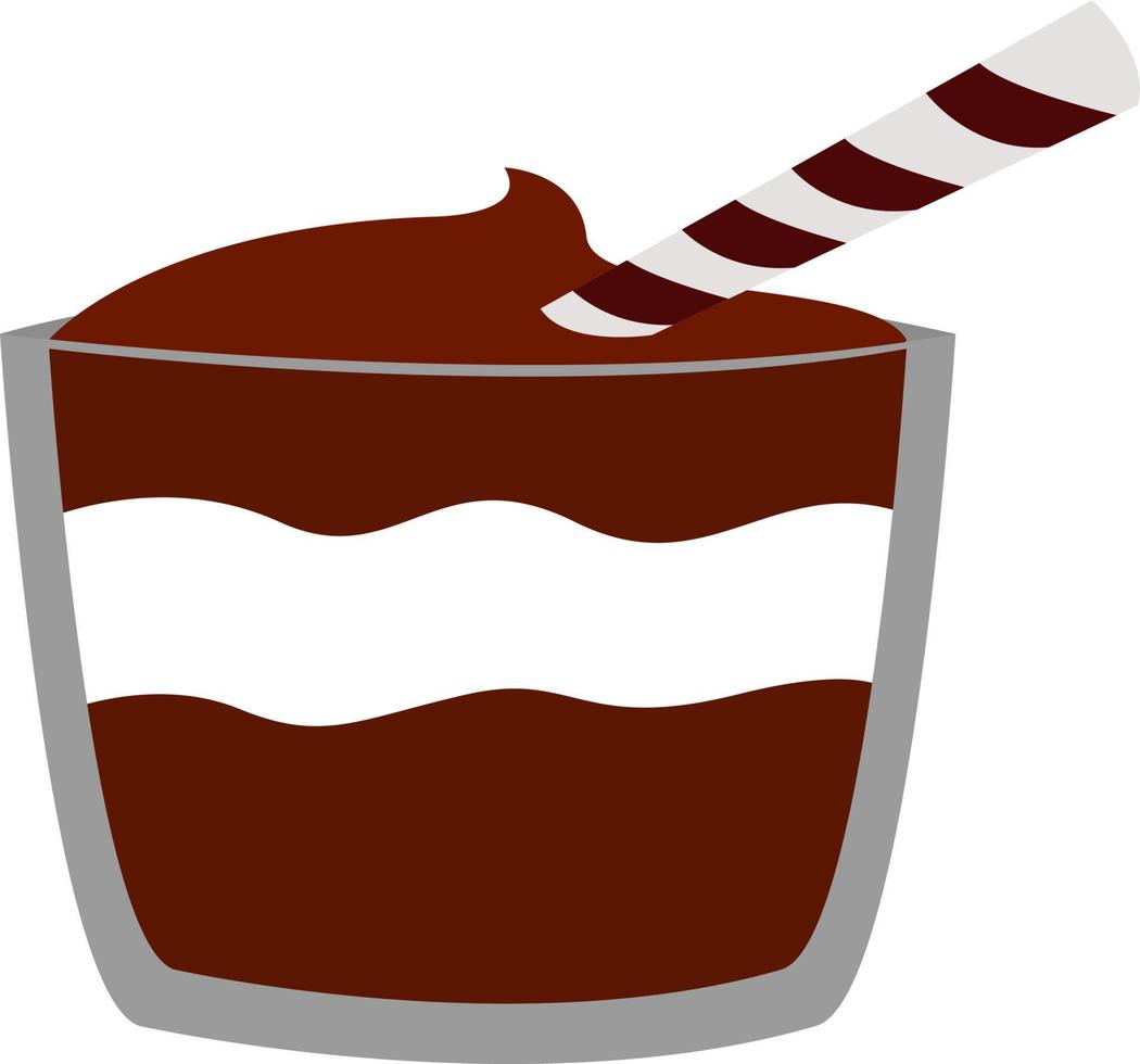 Chocolate pudding, illustration, vector on white background.