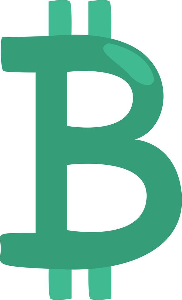 Green bitcoin sign, illustration, vector on a white background.