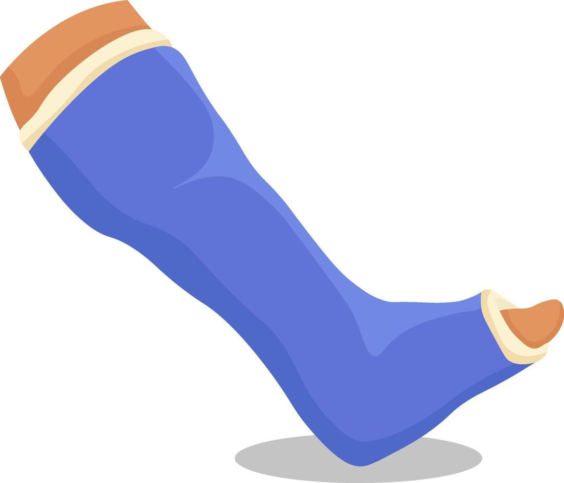 Plastered leg ,illustration, vector on white background.