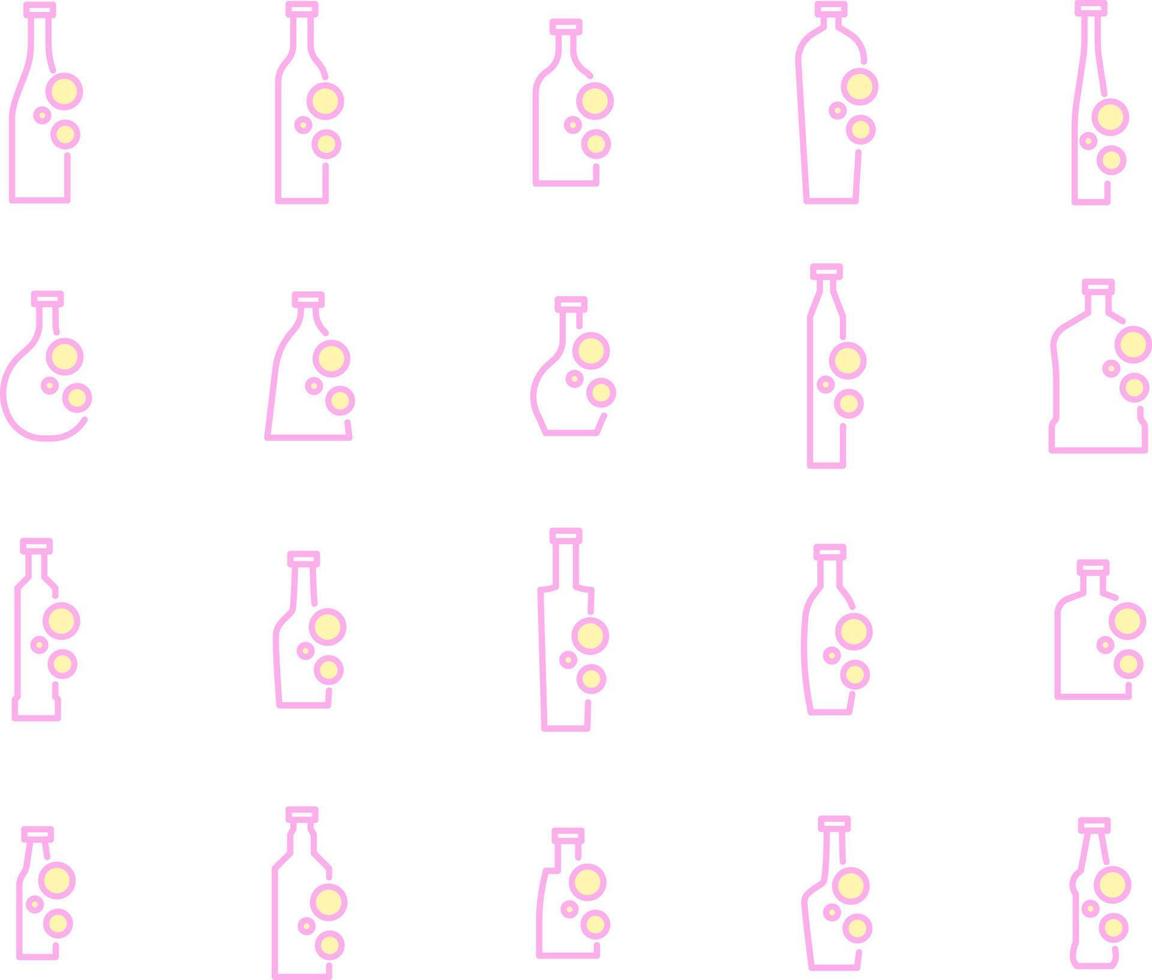 botellas de color rosa, ilustración, vector, sobre un fondo blanco. vector