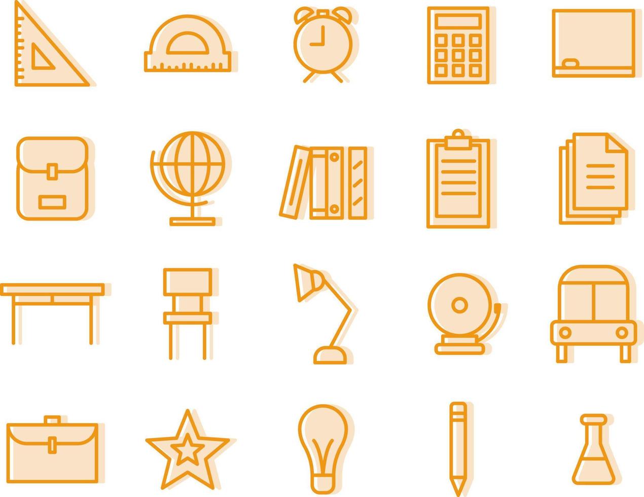 Orange school supplies, illustration, vector, on a white background. vector