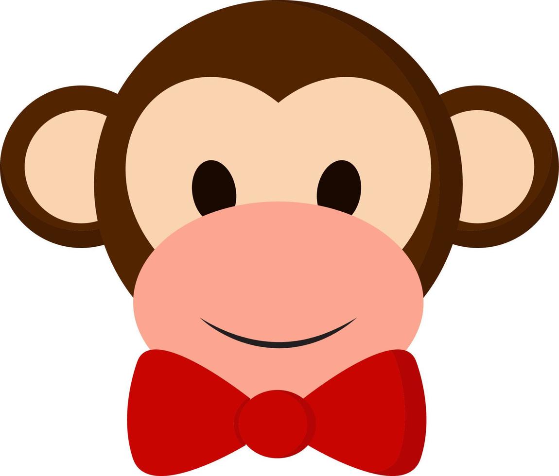 A monkey with a bow, vector or color illustration.