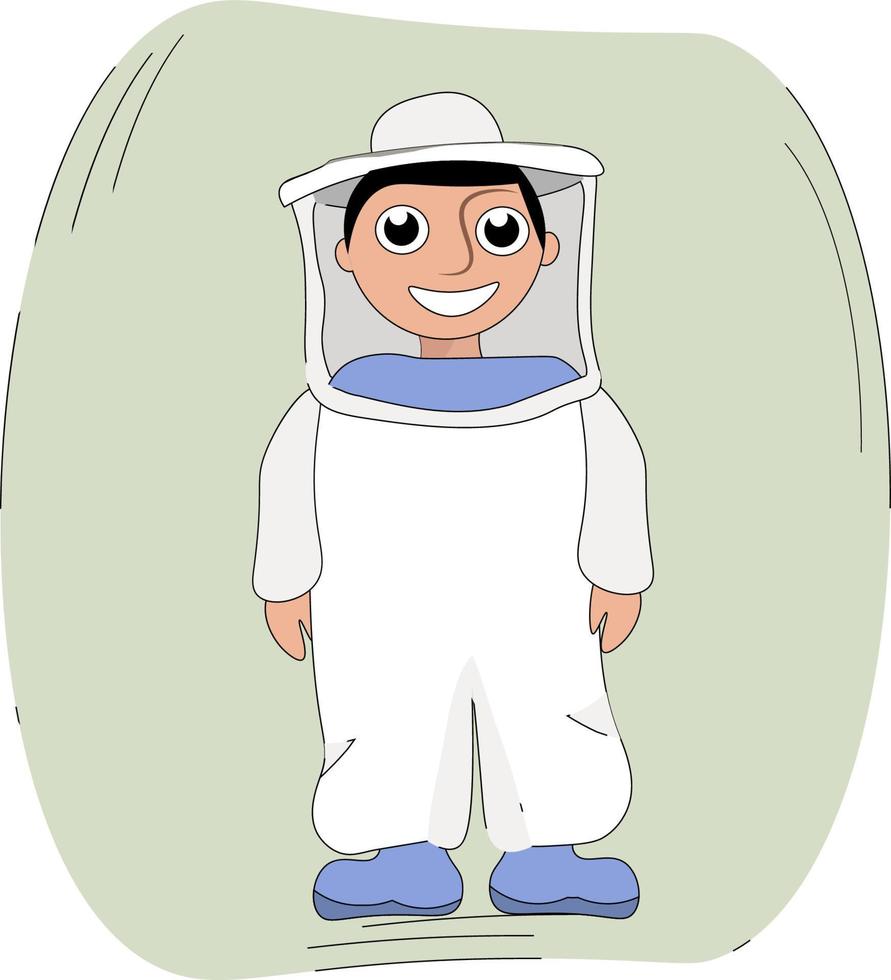 Beekeeper in a suit, illustration, vector on white background.