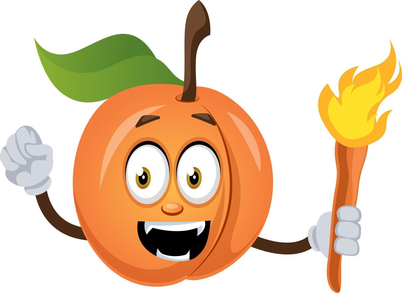 Apricot with torch, illustration, vector on white background.