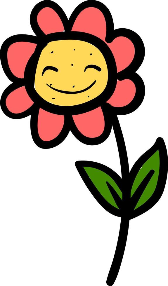 Happy flower, illustration, vector on white background.