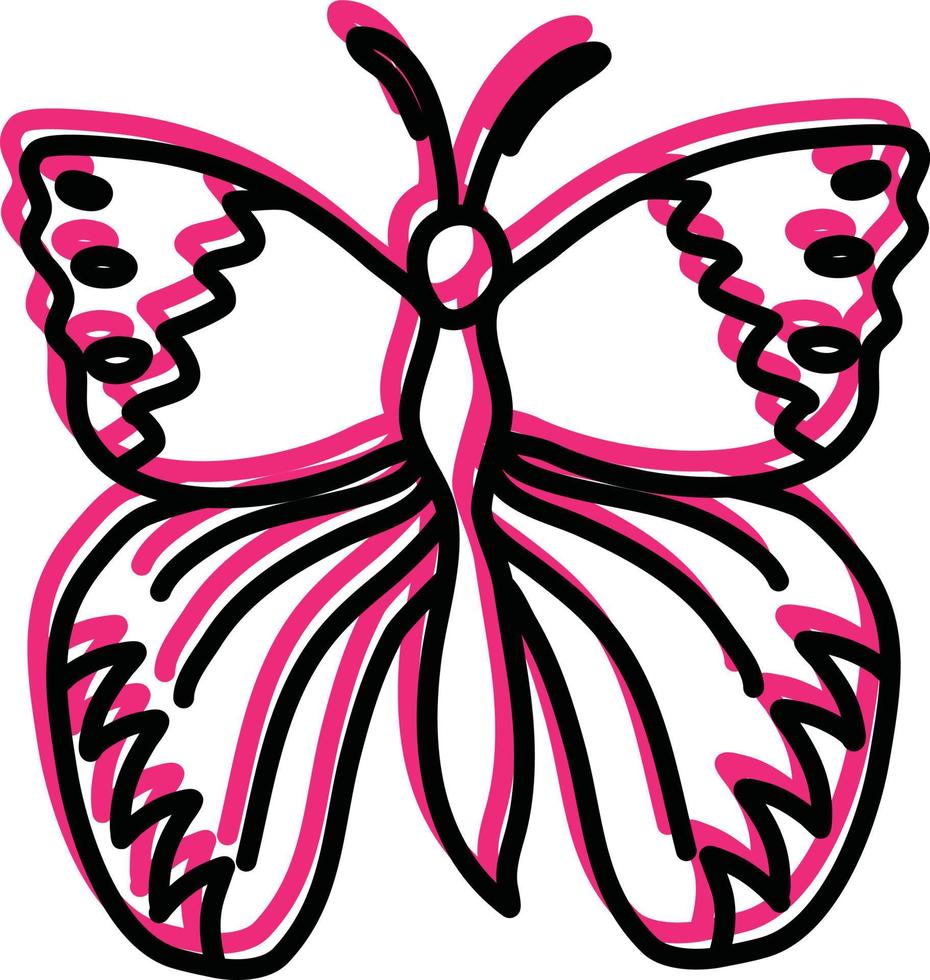 Mariposa rosa exótica, ilustración, vector sobre fondo blanco