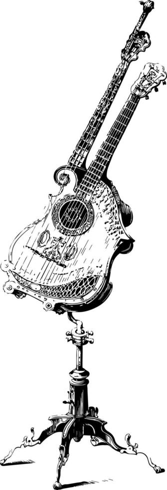 Guitarpa, vintage illustration. vector