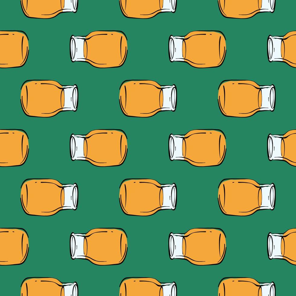 Orange juice,seamless pattern on green background. vector