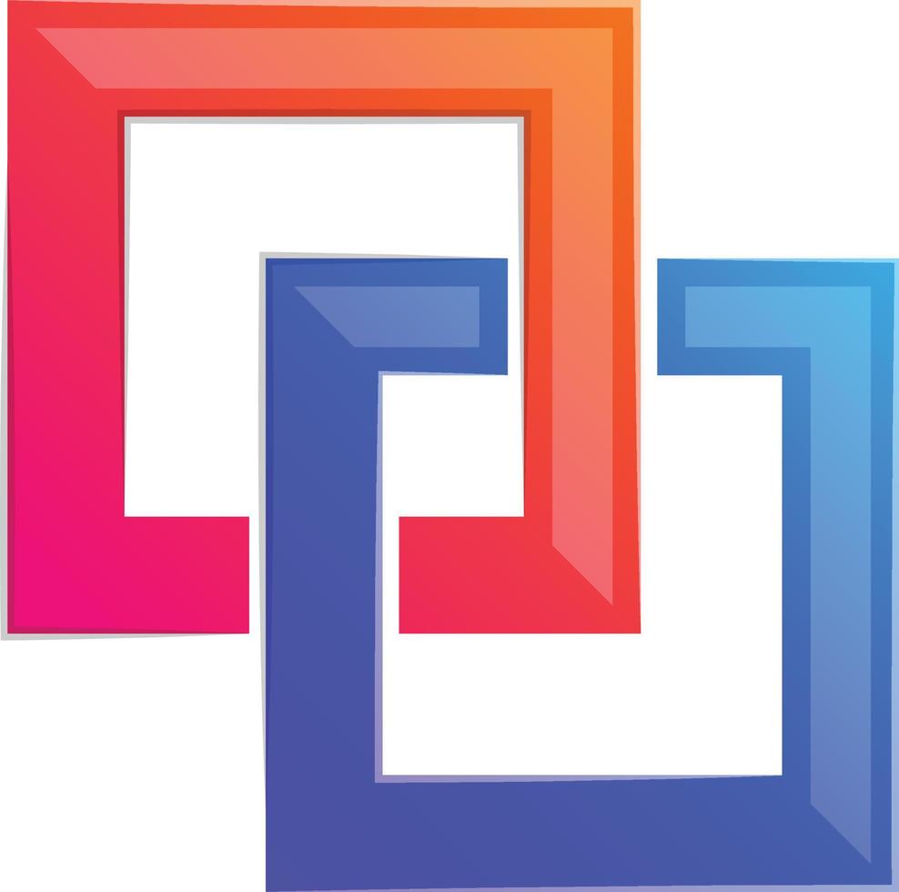 Abstract crossed square logo illustration in trendy and minimal style vector