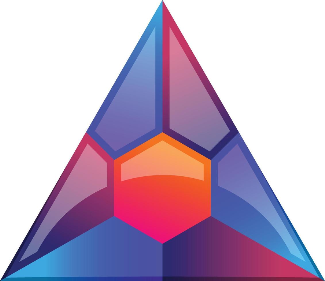 Abstract pyramid triangle logo illustration in trendy and minimal style vector