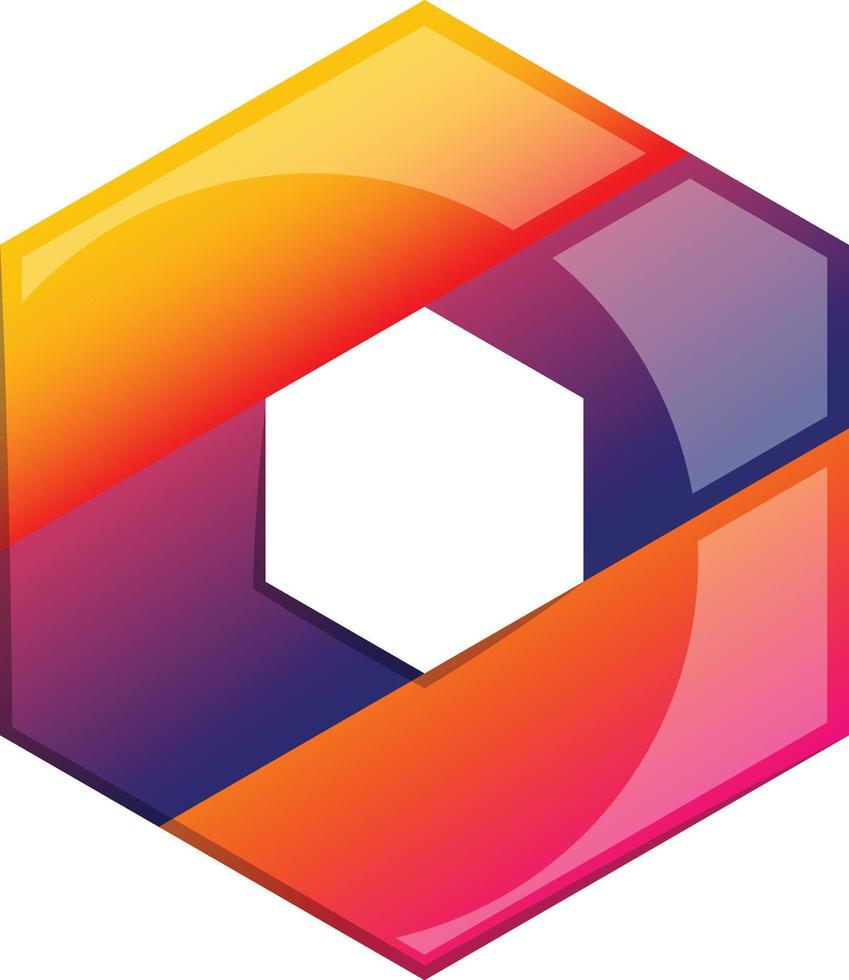 Abstract hexagon and circle logo illustration in trendy and minimal style vector