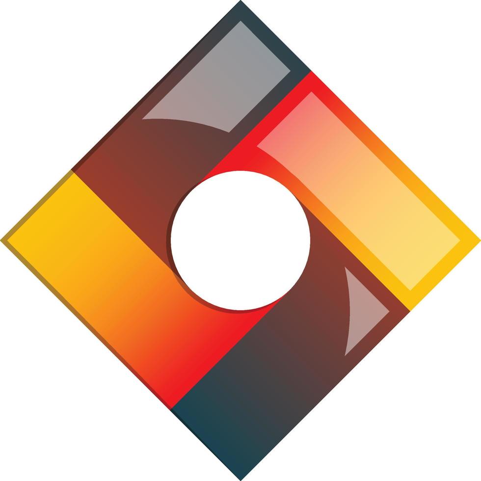 Abstract square logo with circle illustration in trendy and minimal style vector