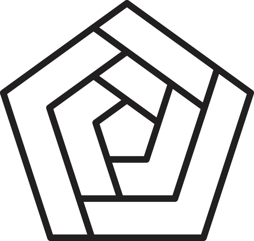 ilustración abstracta del logotipo del laberinto del pentágono en un estilo moderno y minimalista vector