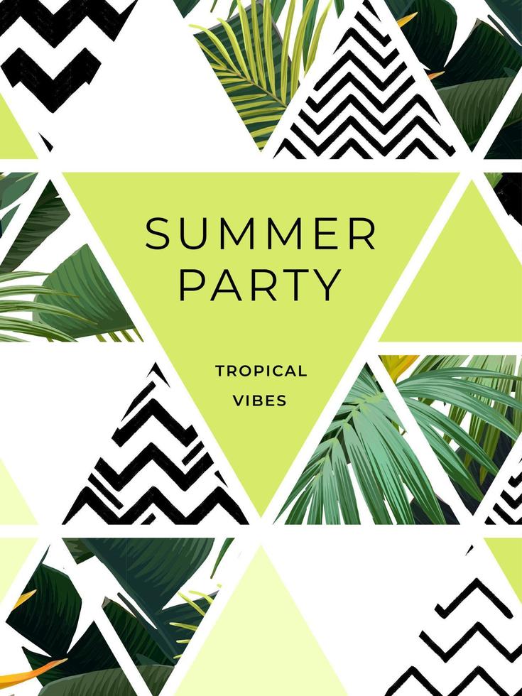 Summer flyer with palm leaves vector