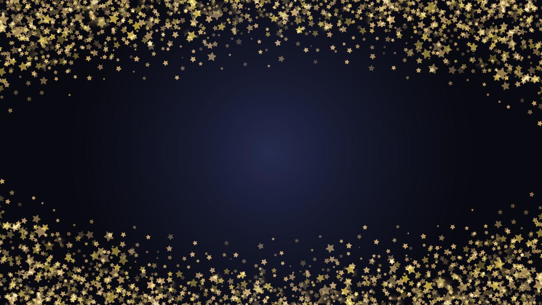 Festive Christmas and New Year background with gold glitter of stars. Vector illustration.