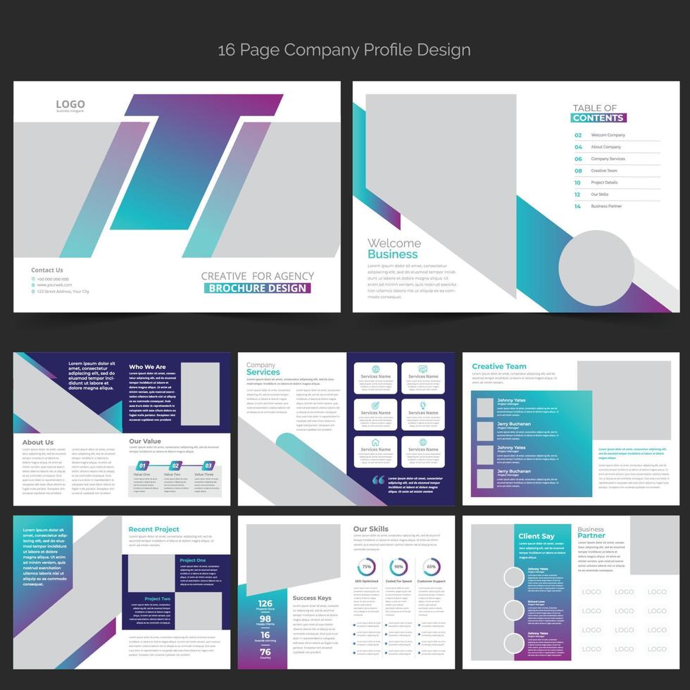 plantilla de folleto de perfil de empresa vector