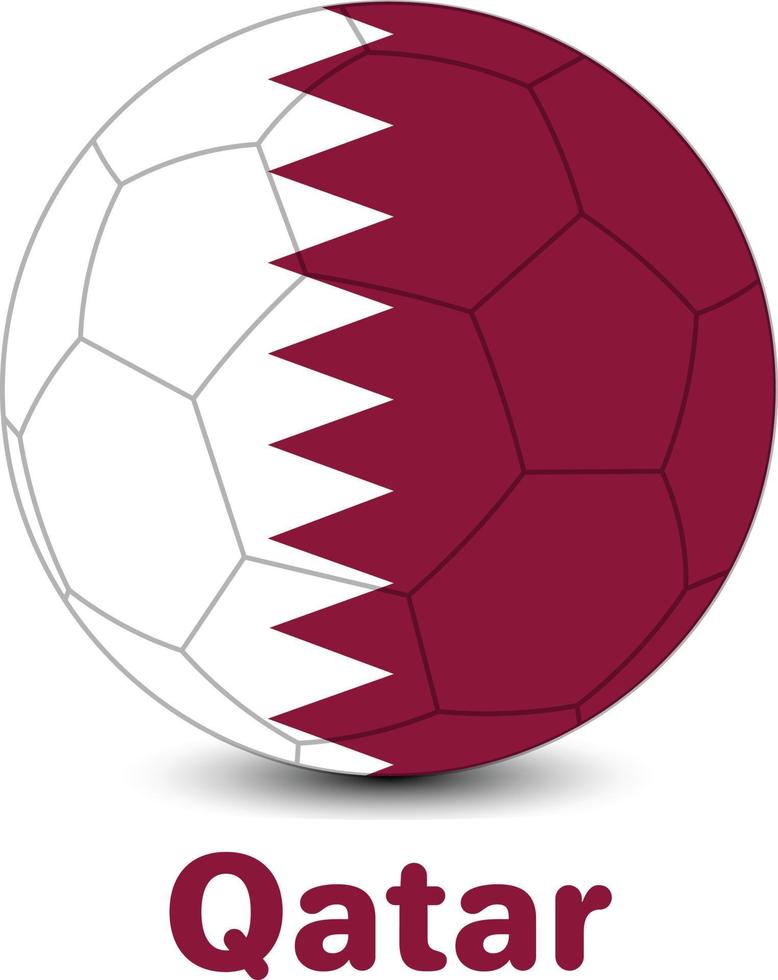 Football Soccer Ball with Qatar Flag Qatar 2022 World Cup vector