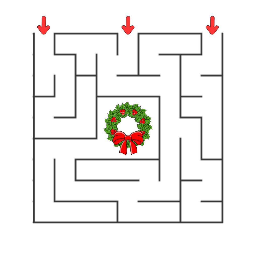 Square maze. Game for kids. Puzzle for children. cartoon character. Labyrinth conundrum. Color vector illustration. Find the right path. The development of logical and spatial thinking.